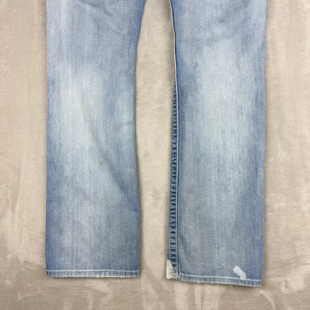 True Religion Straight Leg Jeans Men 30 (32x32.5) Blue Thrashed Grunge Steet Y2K